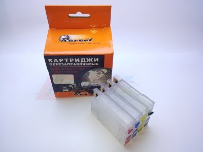 Комплект перезаправляемых картриджей REVCOL (HP 932Bk/933C/M/Y) для HP DeskJet 6100/H611a/6600/H711a/6700/H711n, auto, набор 4 шт., Чип не показывает уровень чернил! (HP 932) [23990]