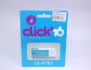 Флэш-драйв 16 ГБ QUMO, Click, голубой, водонепроницаемая, USB2.0 (QM16GUD-CLK-Azure) [27313]