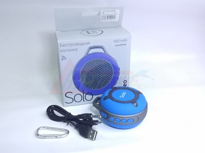 Колонка беспроводная Perfeo "SOLO" (Bluetooth, 5Вт, FM,MP3,microSD,AUX,600mAh, синяя)  [29215]